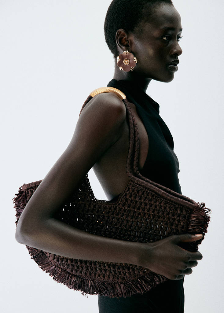 Natural fibre shoulder bag — Chocolate