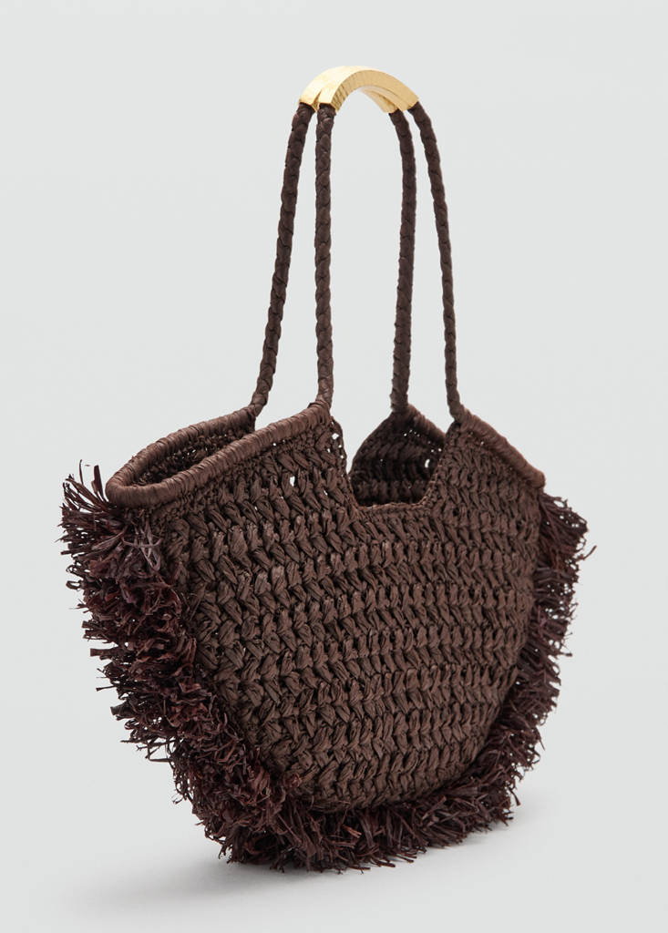 Natural fibre shoulder bag — Chocolate
