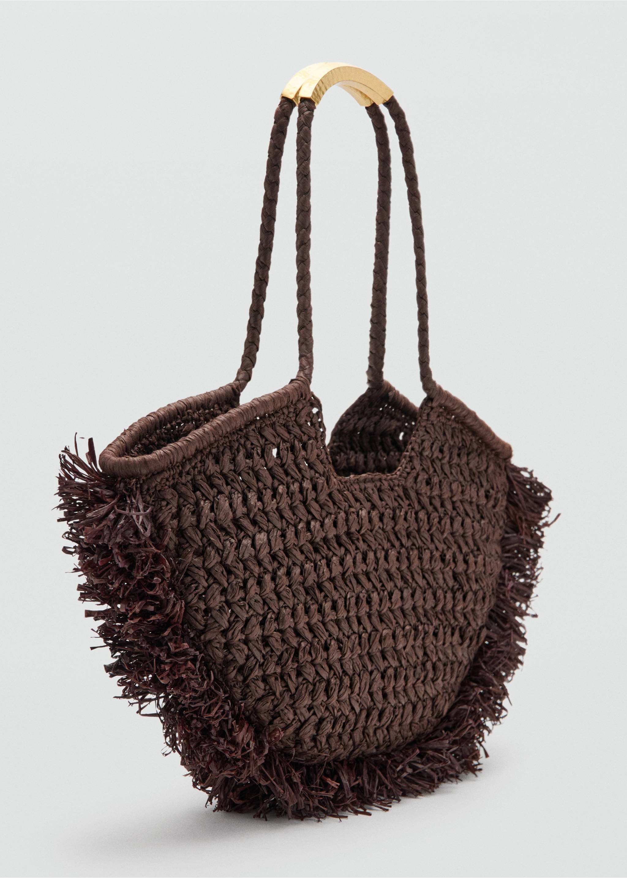 Natural fibre shoulder bag - Medium plane, Chocolate. Ref: 37091505-00.