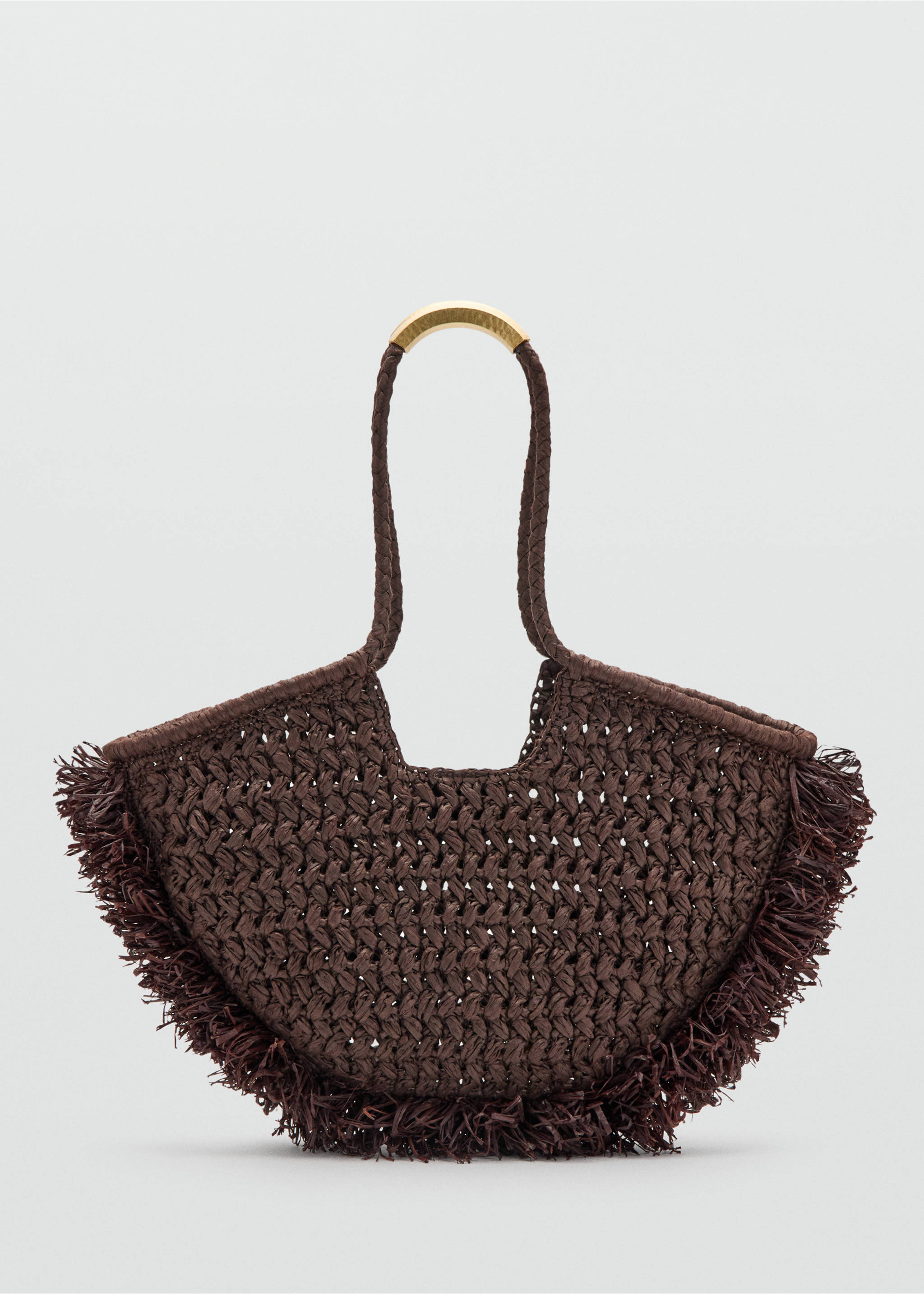 Natural fibre shoulder bag - Article without model, Chocolate. Ref: 37091505-00.