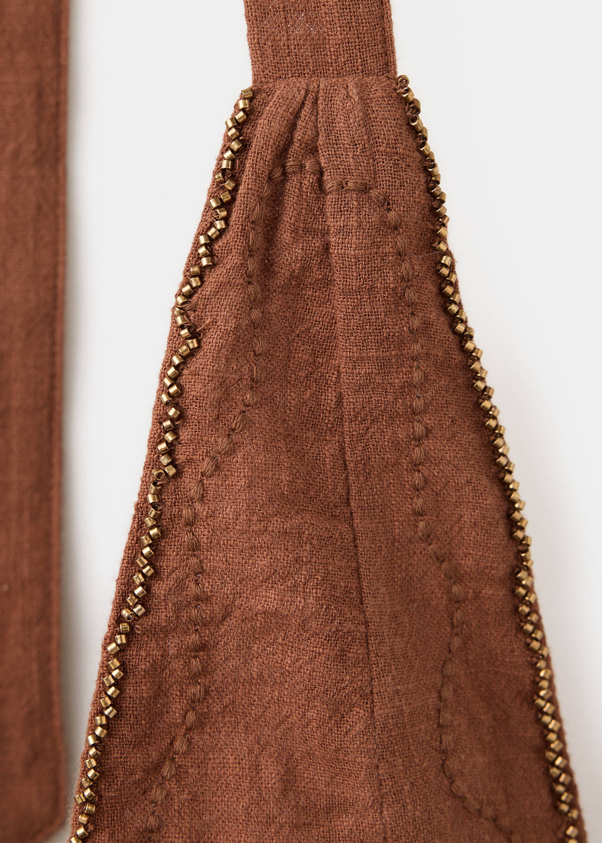 Short embroidered halter dress — Brown