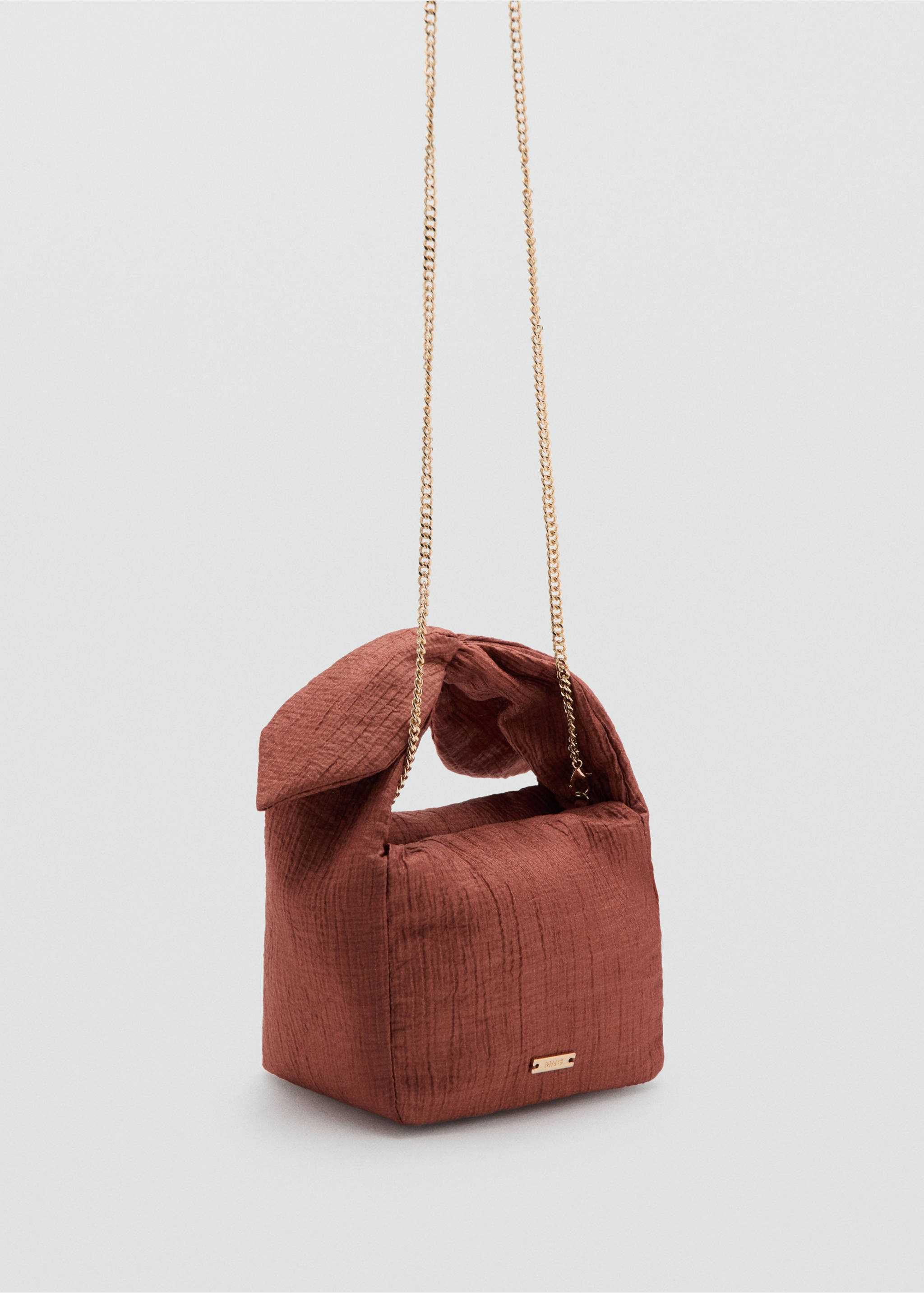 Sac à main en bambula avec nœud - Plan moyen, Orange brûlé. Ref: 37091508-00.