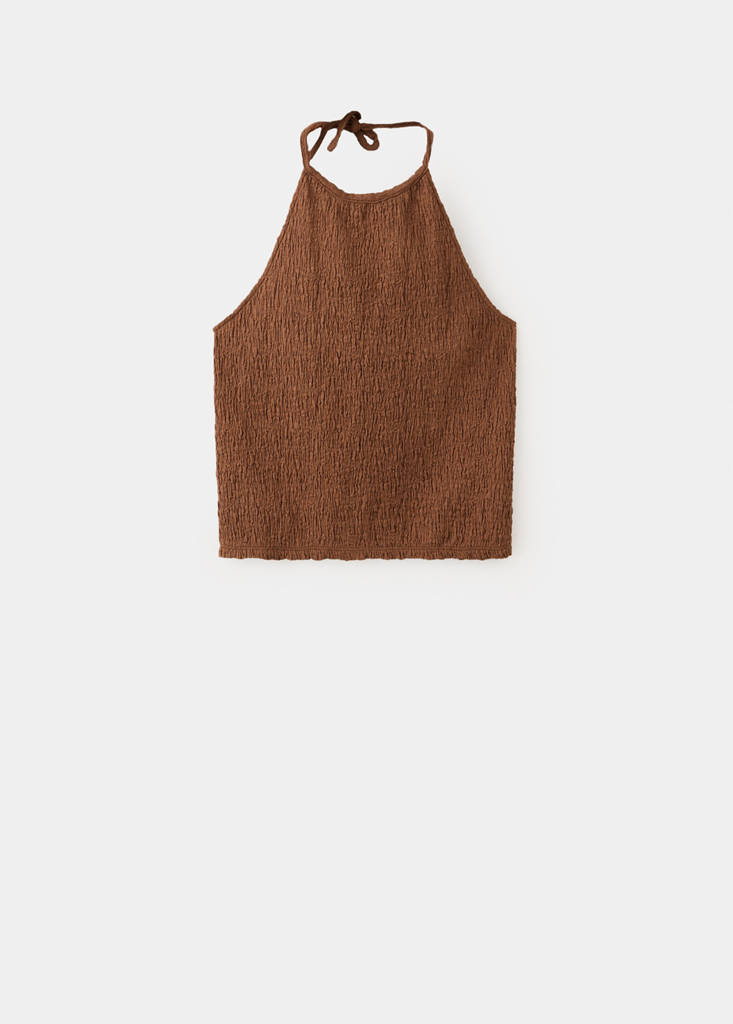 Ruched halter top — Medium Brown