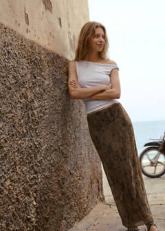Flowy printed skirt — Russet 2