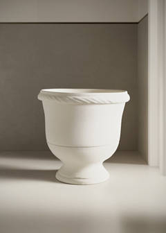 Terracotta planter with glossy stand — Light Heather Grey 1