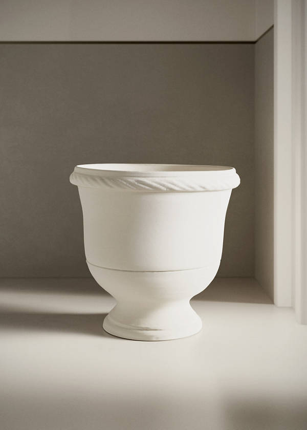 Terracotta planter with glossy stand — Light Heather Grey