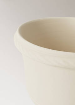 Terracotta planter with glossy stand — Light Heather Grey 2