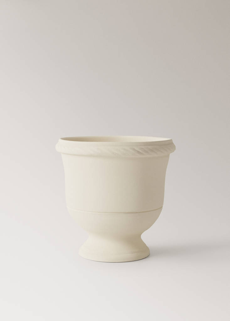 Terracotta planter with glossy stand — Light Heather Grey
