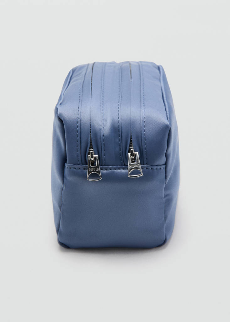 Satin double-pocket vanity bag — Blue