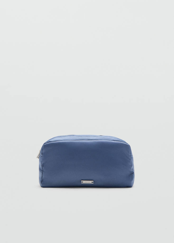 Satin double-pocket vanity bag — Blue