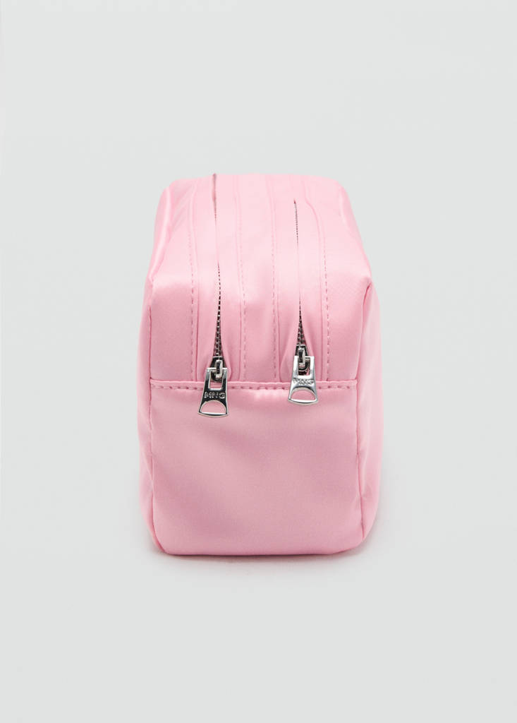 Satin double-pocket vanity bag — Pink