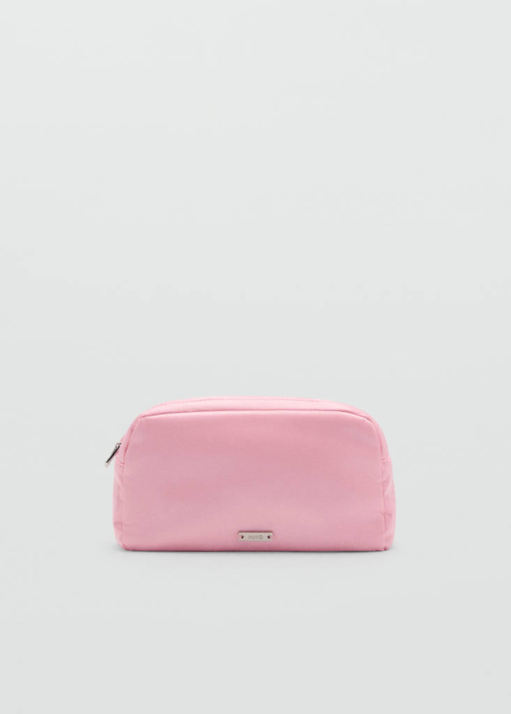 Satin double-pocket vanity bag — Pink