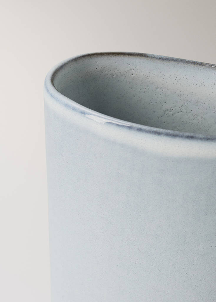 Oval ceramic toothbrush cup — Sky Blue