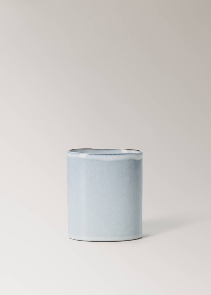 Oval ceramic toothbrush cup — Sky Blue