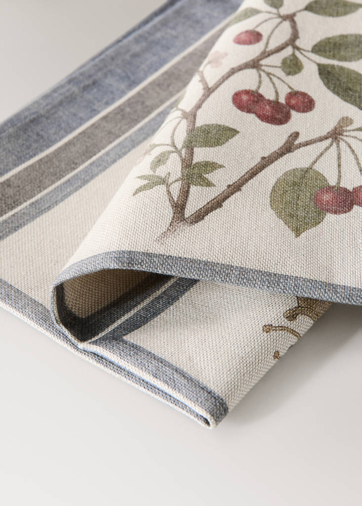 Herbarium print cotton napkins — Light/Pastel Brown