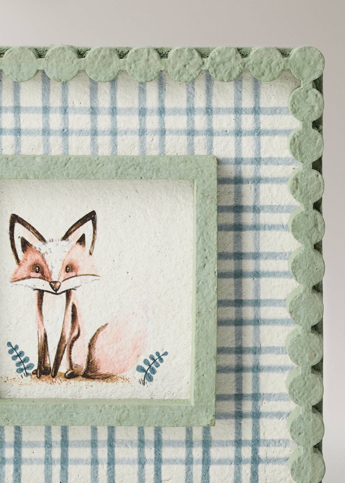 Hand-painted papier-mâché wall art — Forest Green