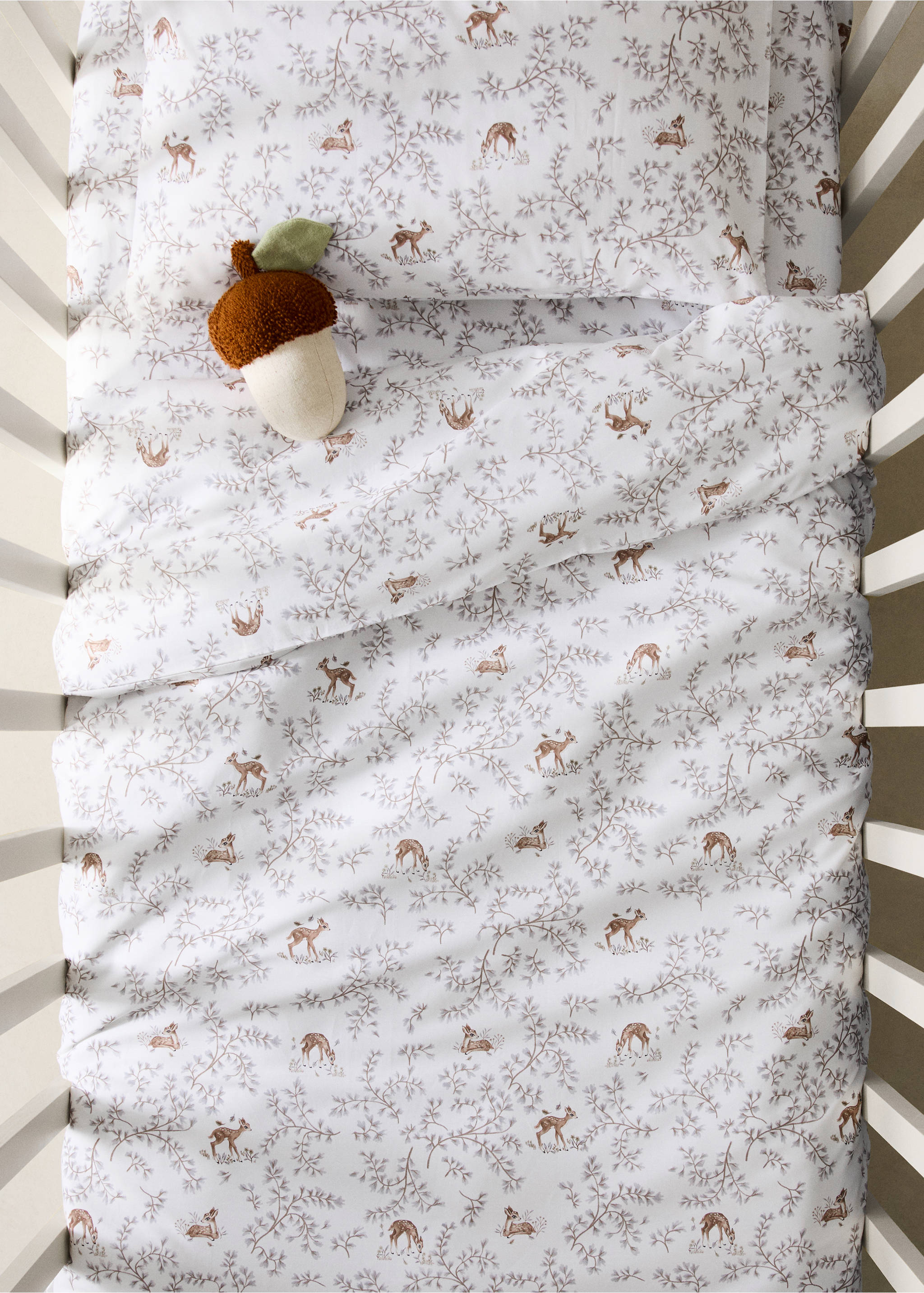 Printed 100% percale cotton cot duvet cover - General plane, Grey. Ref: 37091521-00.