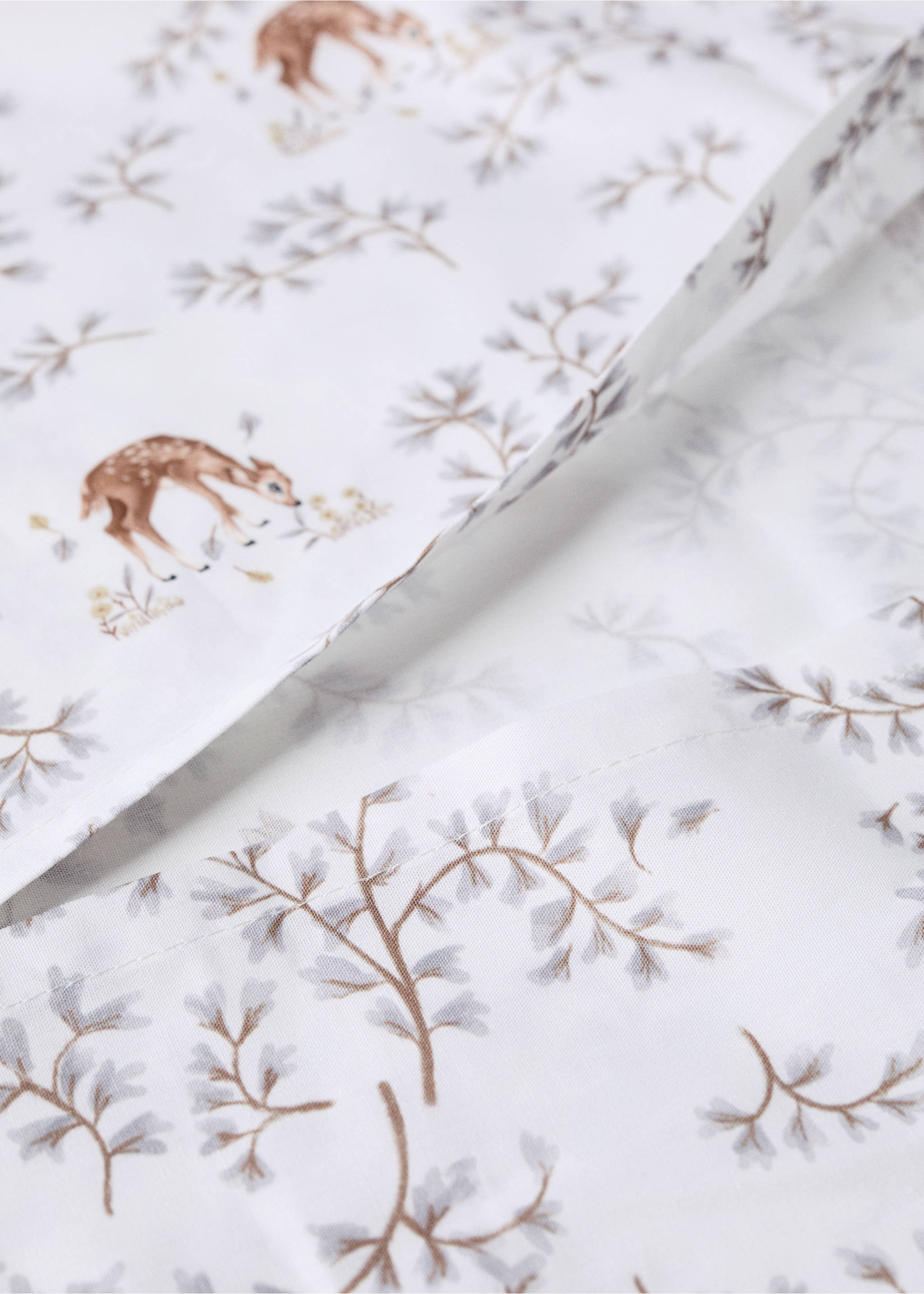 Printed 100% percale cotton cot duvet cover - Details of the article 1, Grey. Ref: 37091521-00.