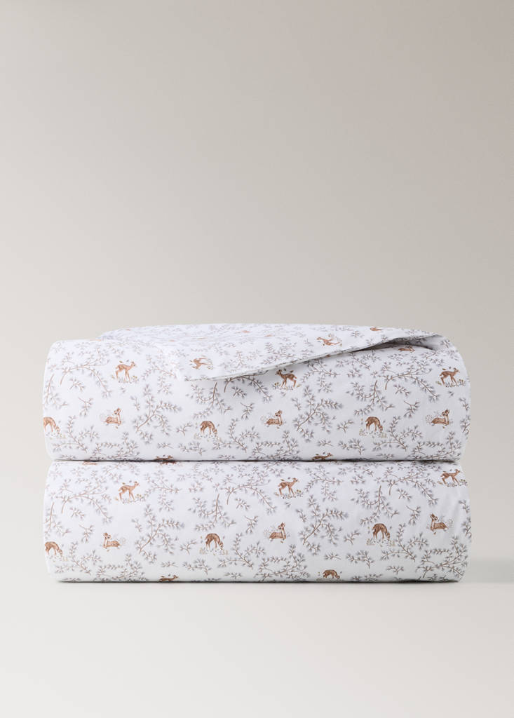 Printed 100% percale cotton cot duvet cover — Grey