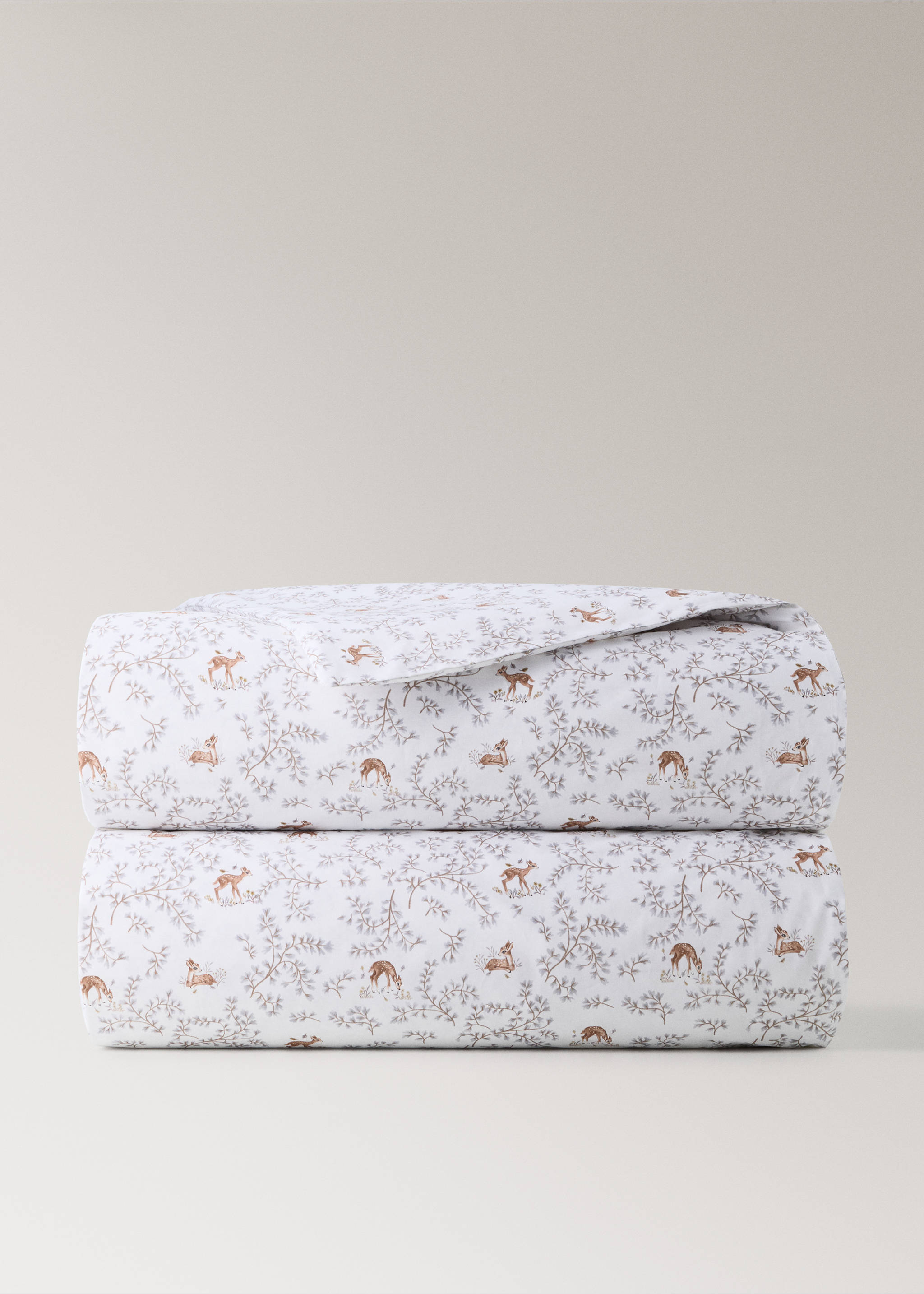 Printed 100% percale cotton cot duvet cover - Article without model, Grey. Ref: 37091521-00.