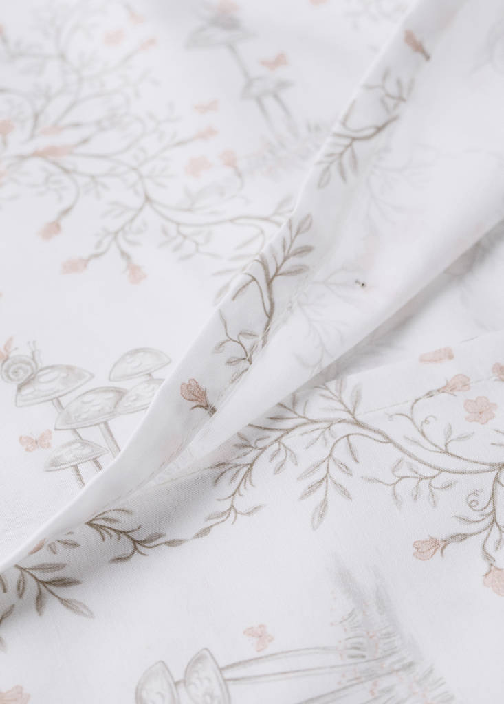 Printed 100% percale cotton cot duvet cover — Nude