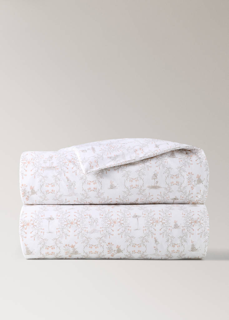 Printed 100% percale cotton cot duvet cover — Nude