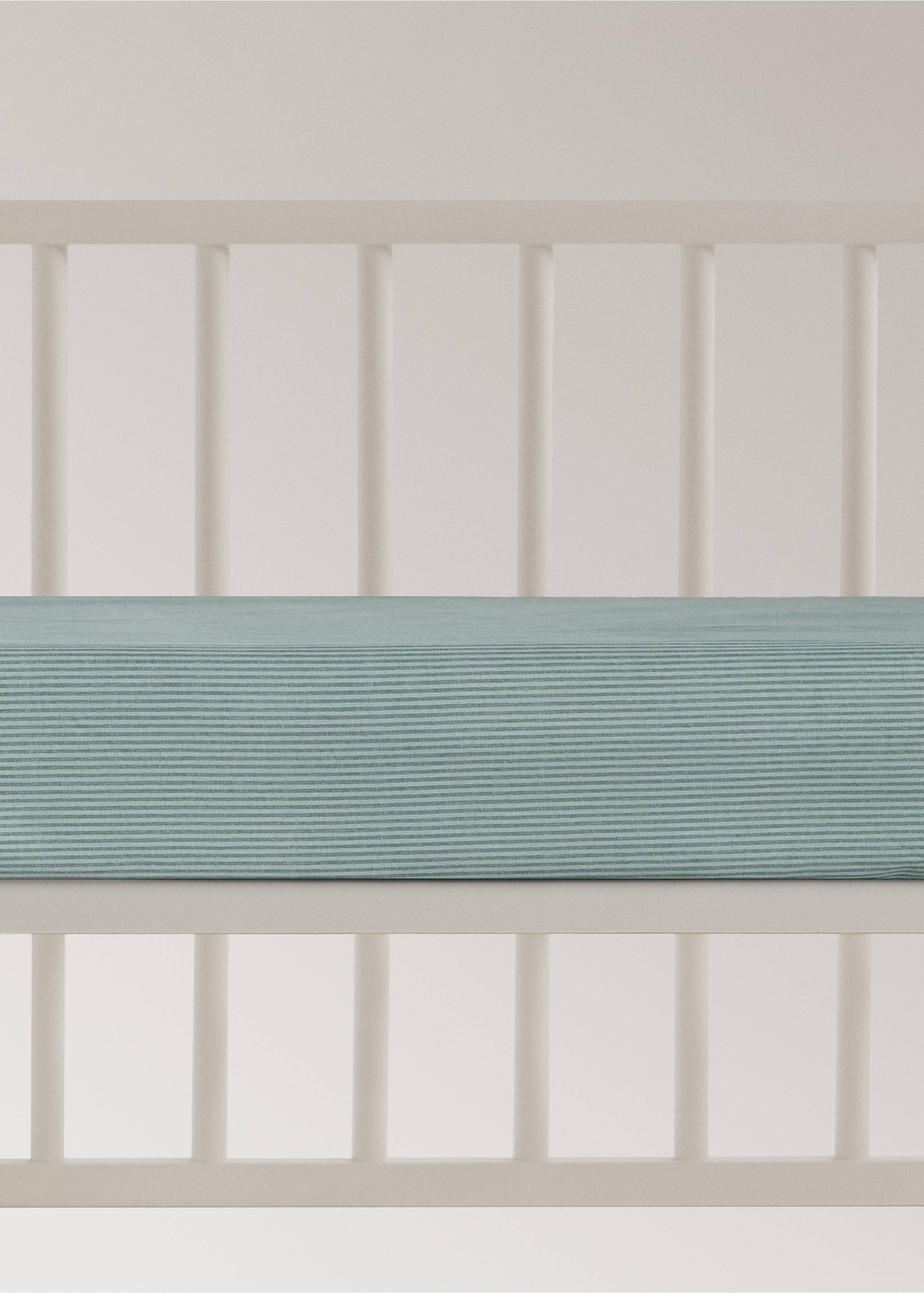 60 cm cotton percale fitted crib sheet - Article without model, Green. Ref: 37091525-00.