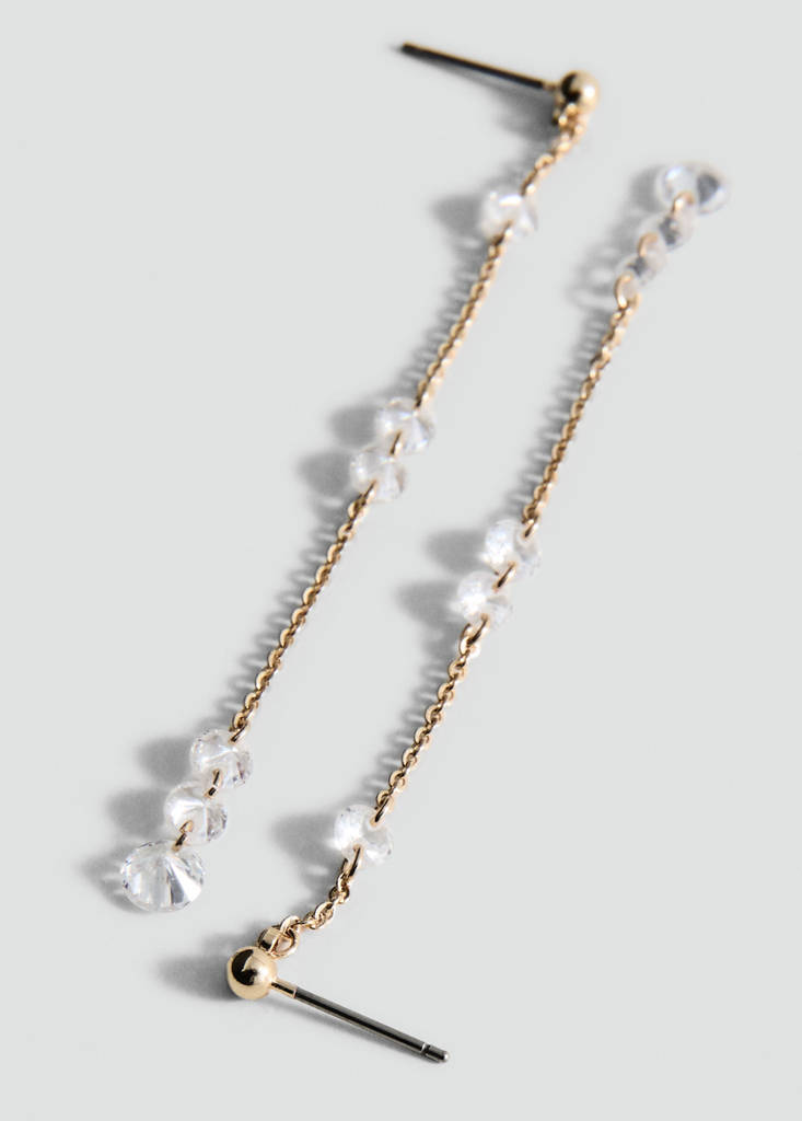 Long crystal earrings — Gold