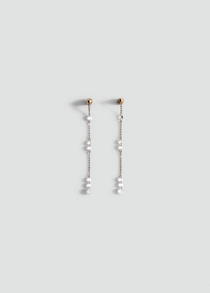 Long crystal earrings — Gold
