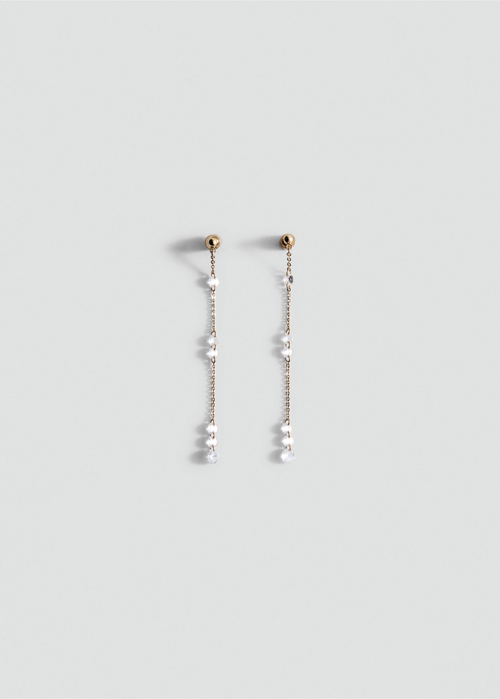 Long crystal earrings - Article without model, Gold. Ref: 37091527-00.