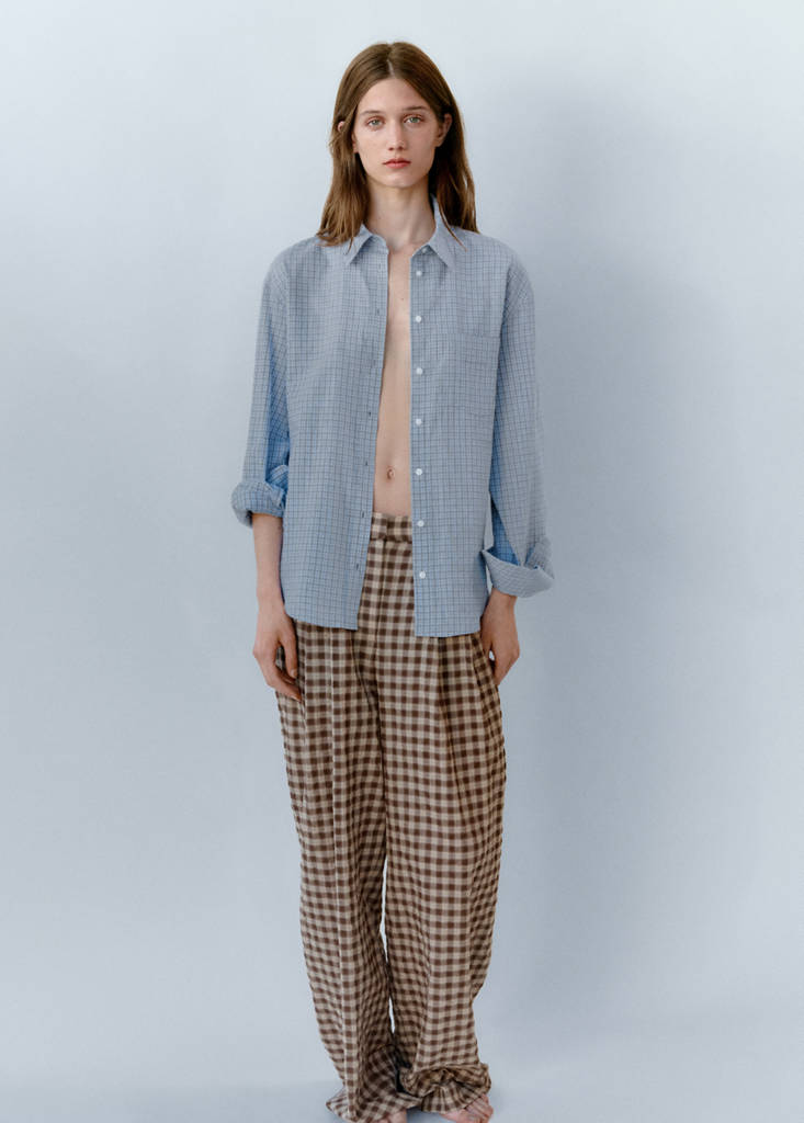 Pantaloni Dritti Quadri Vichy