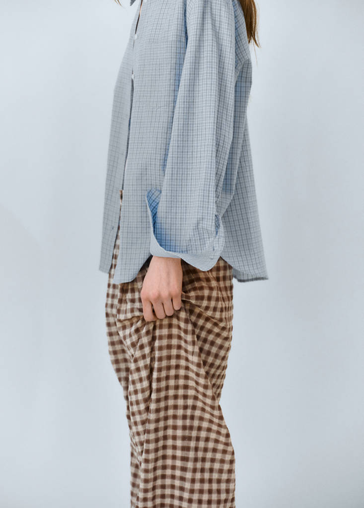 Straight-leg gingham trousers — Brown