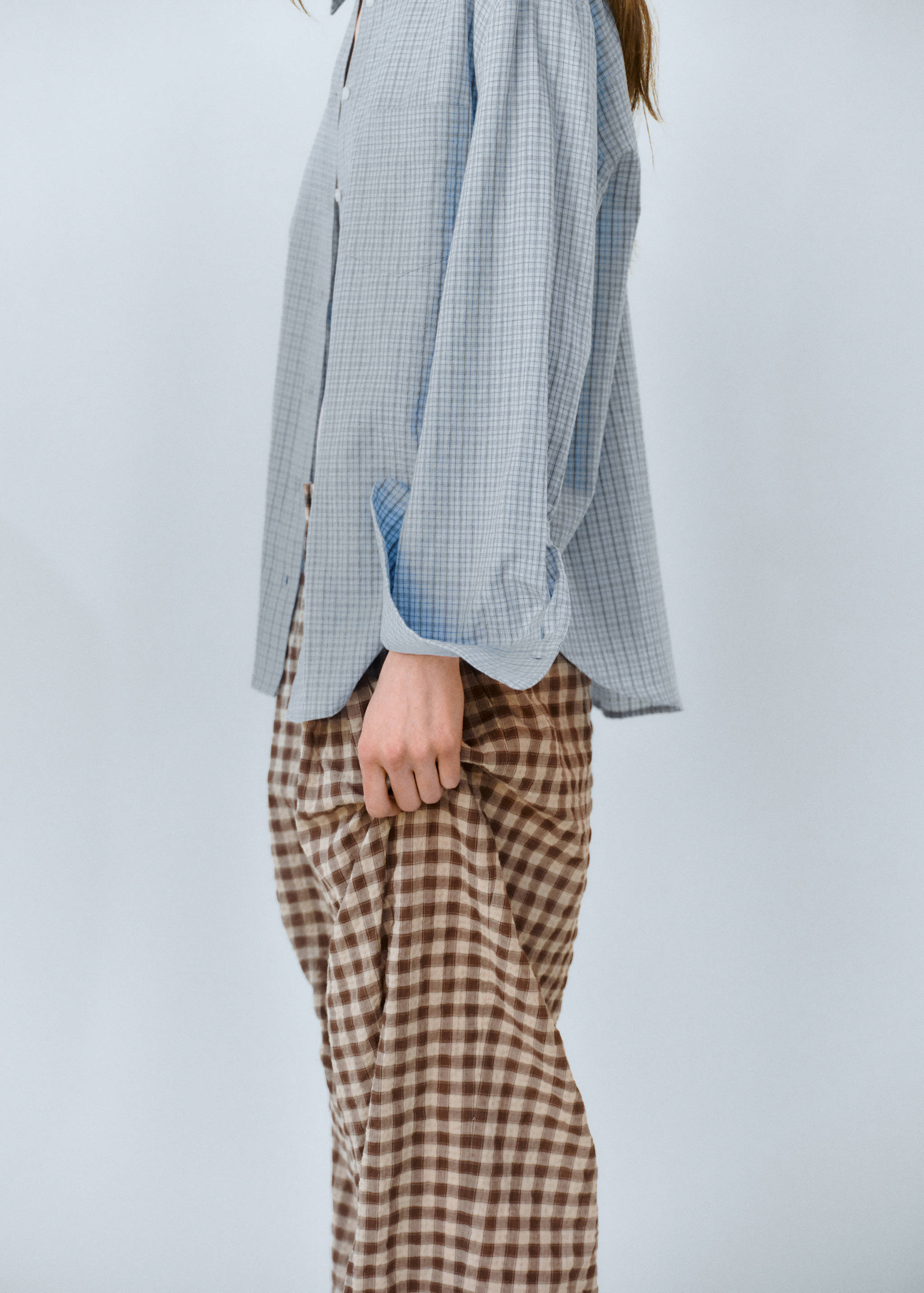 Pantalon droit à carreaux vichy - Plan moyen