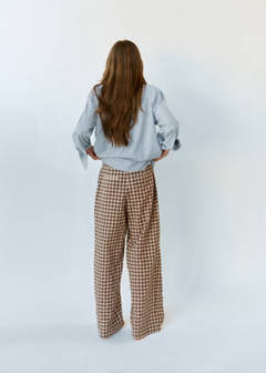 Straight-leg gingham trousers — Brown 3