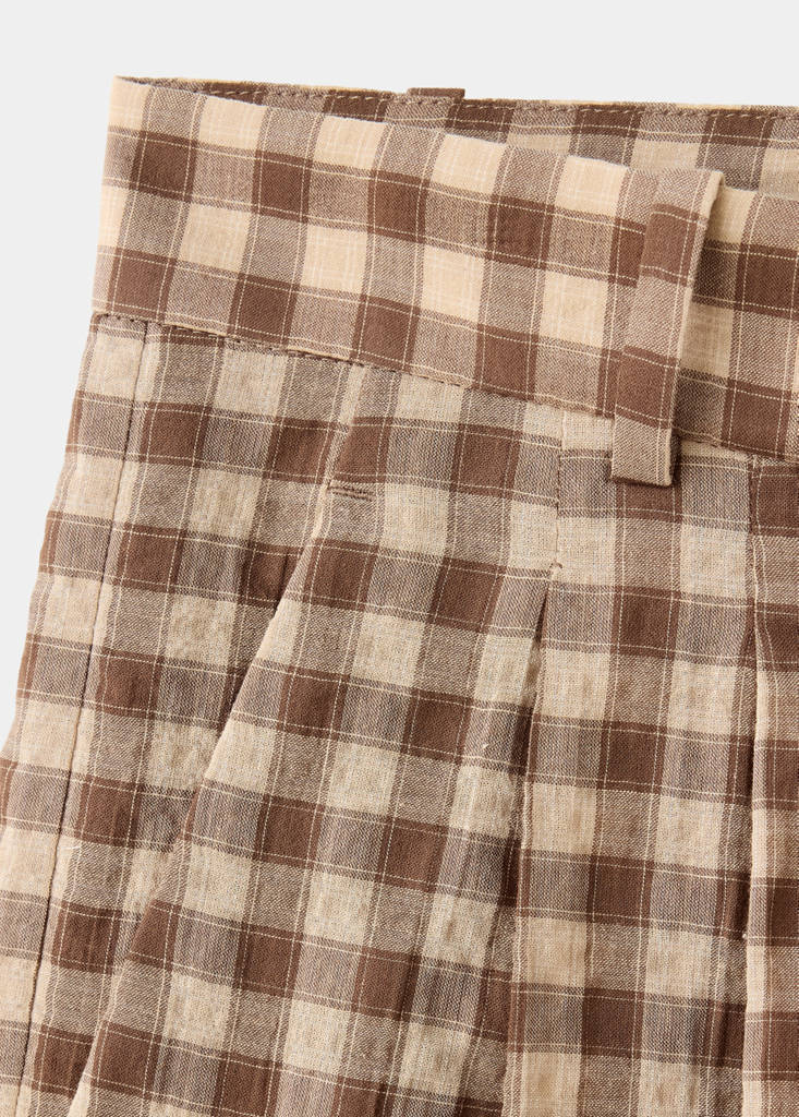 Straight-leg gingham trousers — Brown