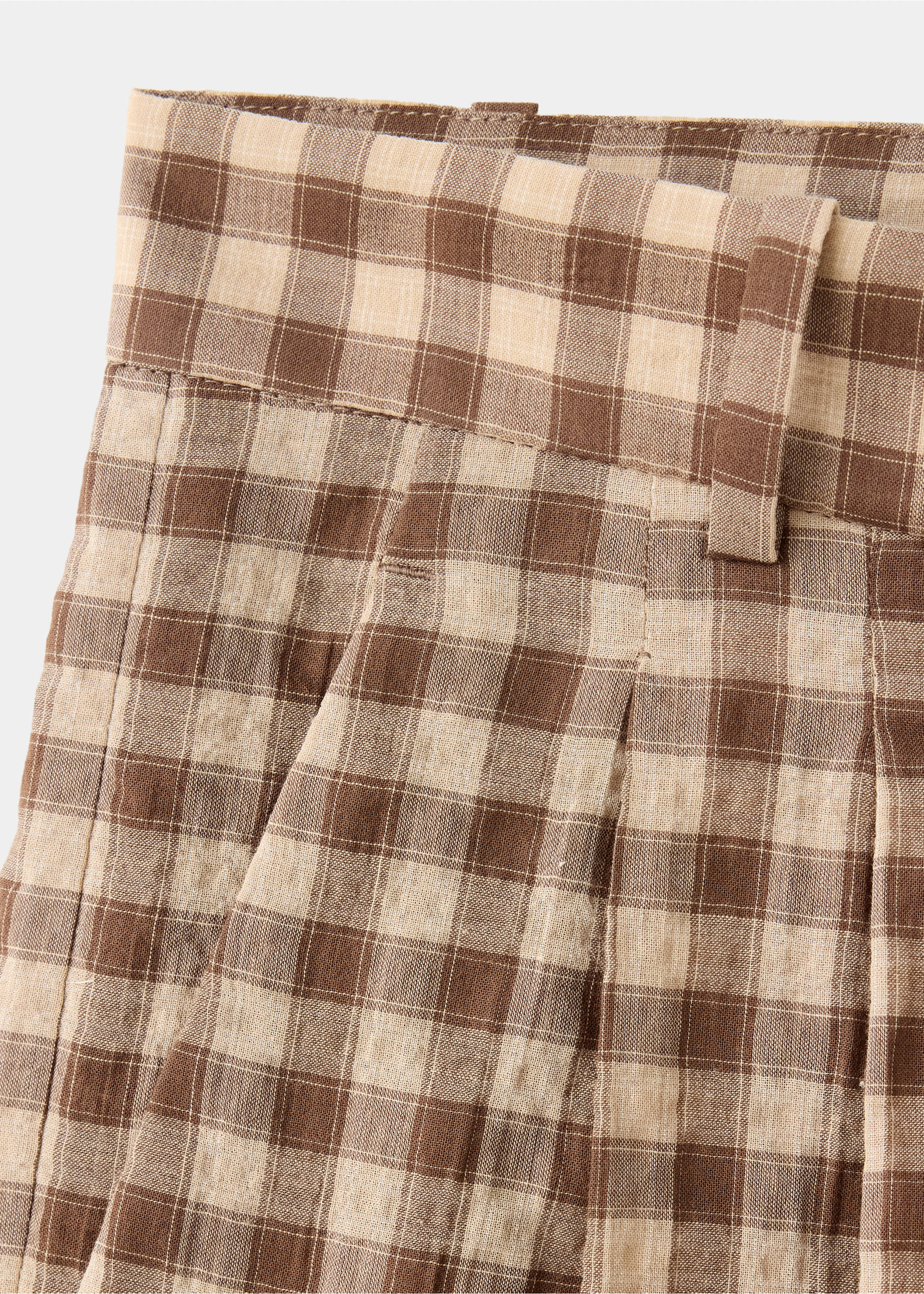 Pantalon droit à carreaux vichy - Détail de l'article 8, Marron. Ref: 37091529-00.