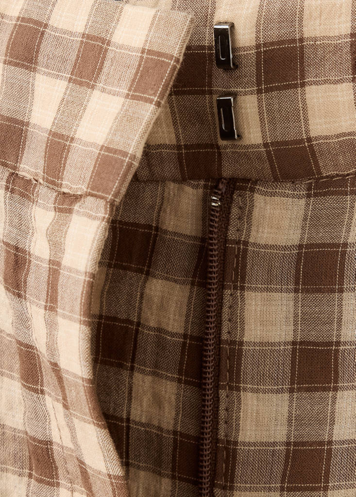 Straight-leg gingham trousers — Brown