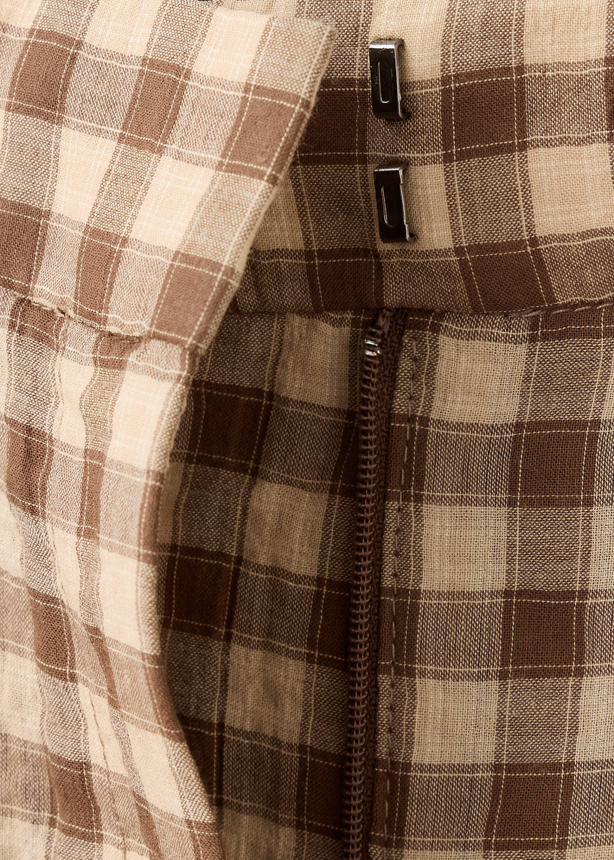 Straight-leg gingham trousers — Brown