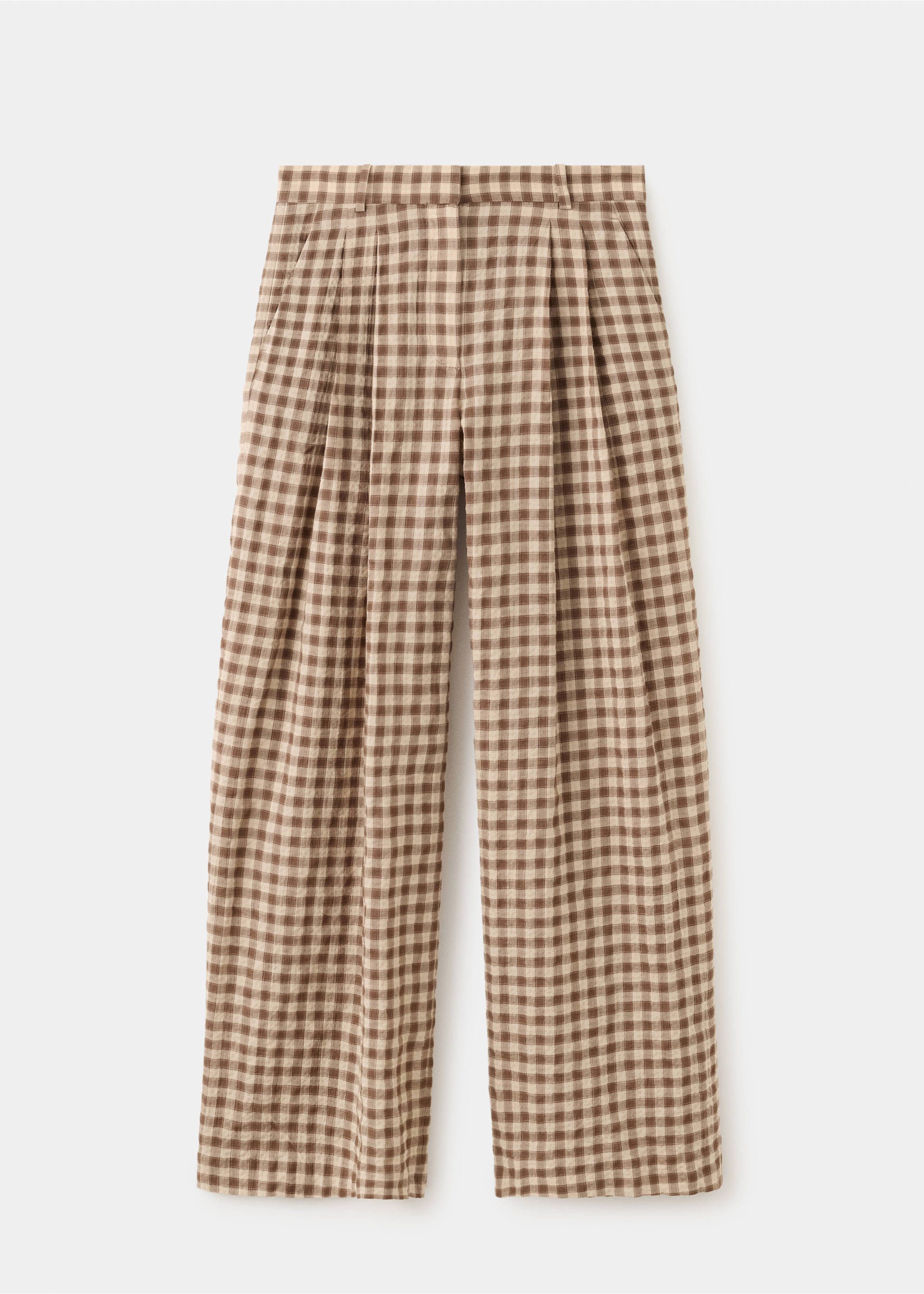 Pantalon droit à carreaux vichy - Article sans modèle, Marron. Ref: 37091529-00.