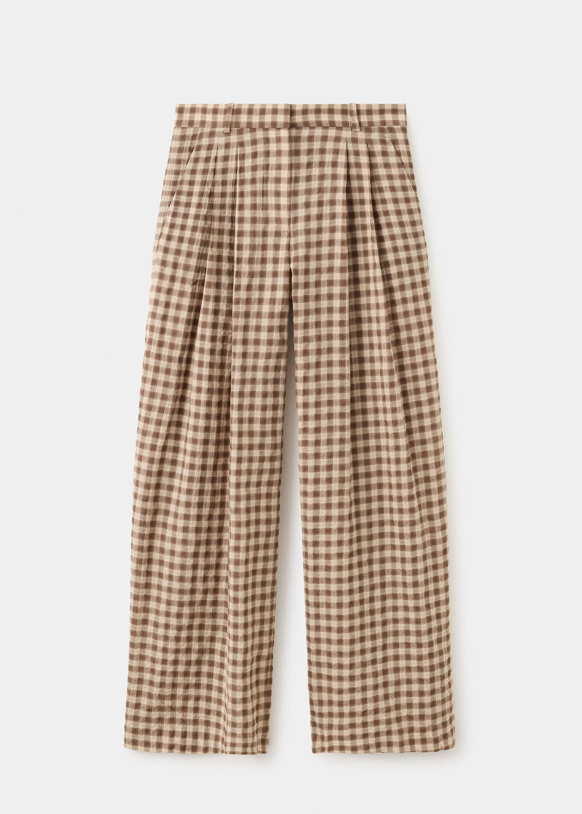Straight-leg gingham trousers — Brown
