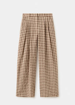 Straight-leg gingham trousers — Brown 7