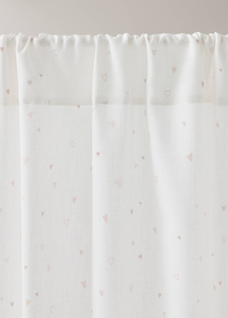 Medium-opacity cotton heart-pattern curtain — Nude