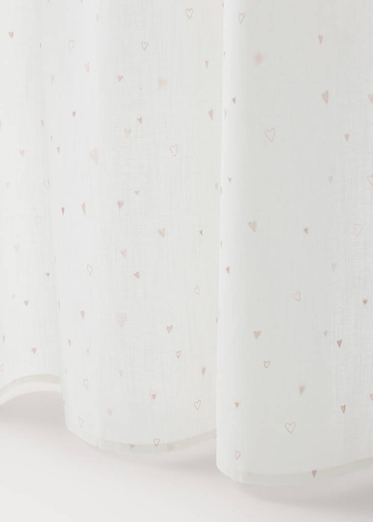 Medium-opacity cotton heart-pattern curtain — Nude