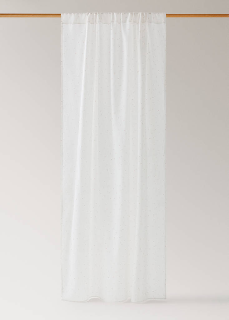 Medium-opacity cotton heart-pattern curtain — Nude