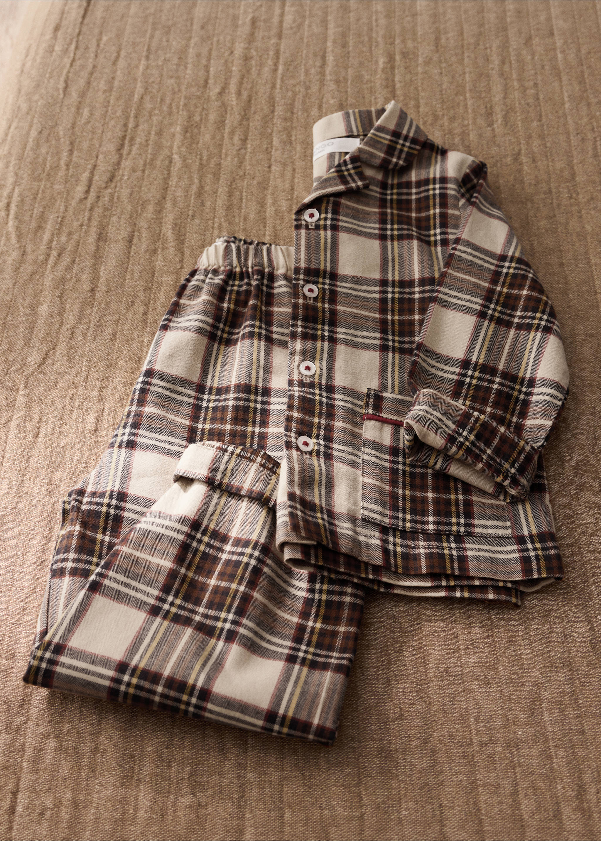 Two-piece cotton checked pyjama set - General plane, Red. Ref: 37091543-00.