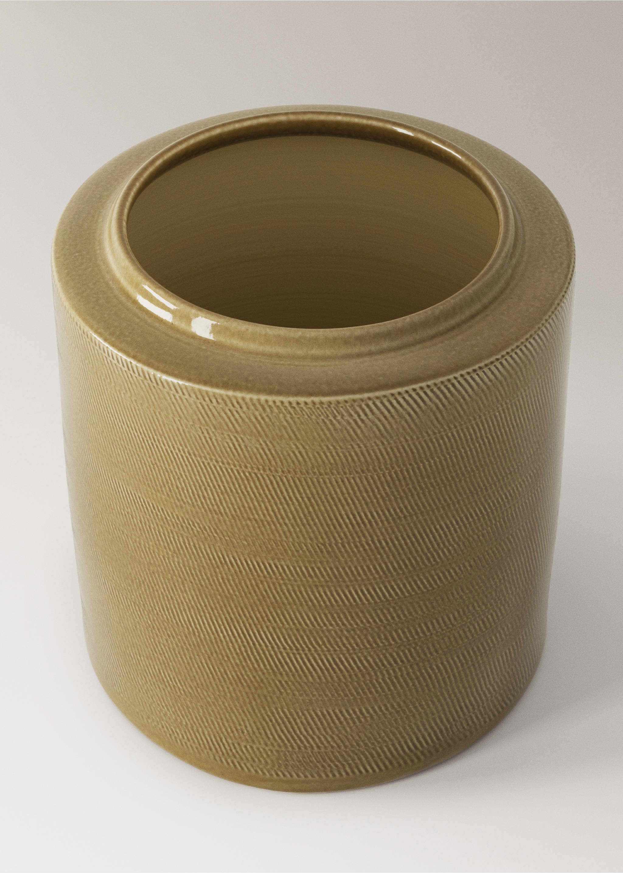 Niedriger gravierter Terrakotta-Vase - Detail des Artikels 1, Khaki. Ref: 37091547-00.