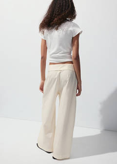 Straight trousers with an asymmetric waist — Ecru 3