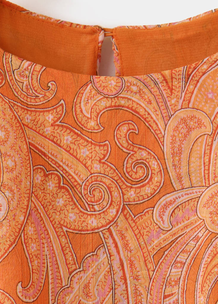Paisley dress with ruffles — Orange