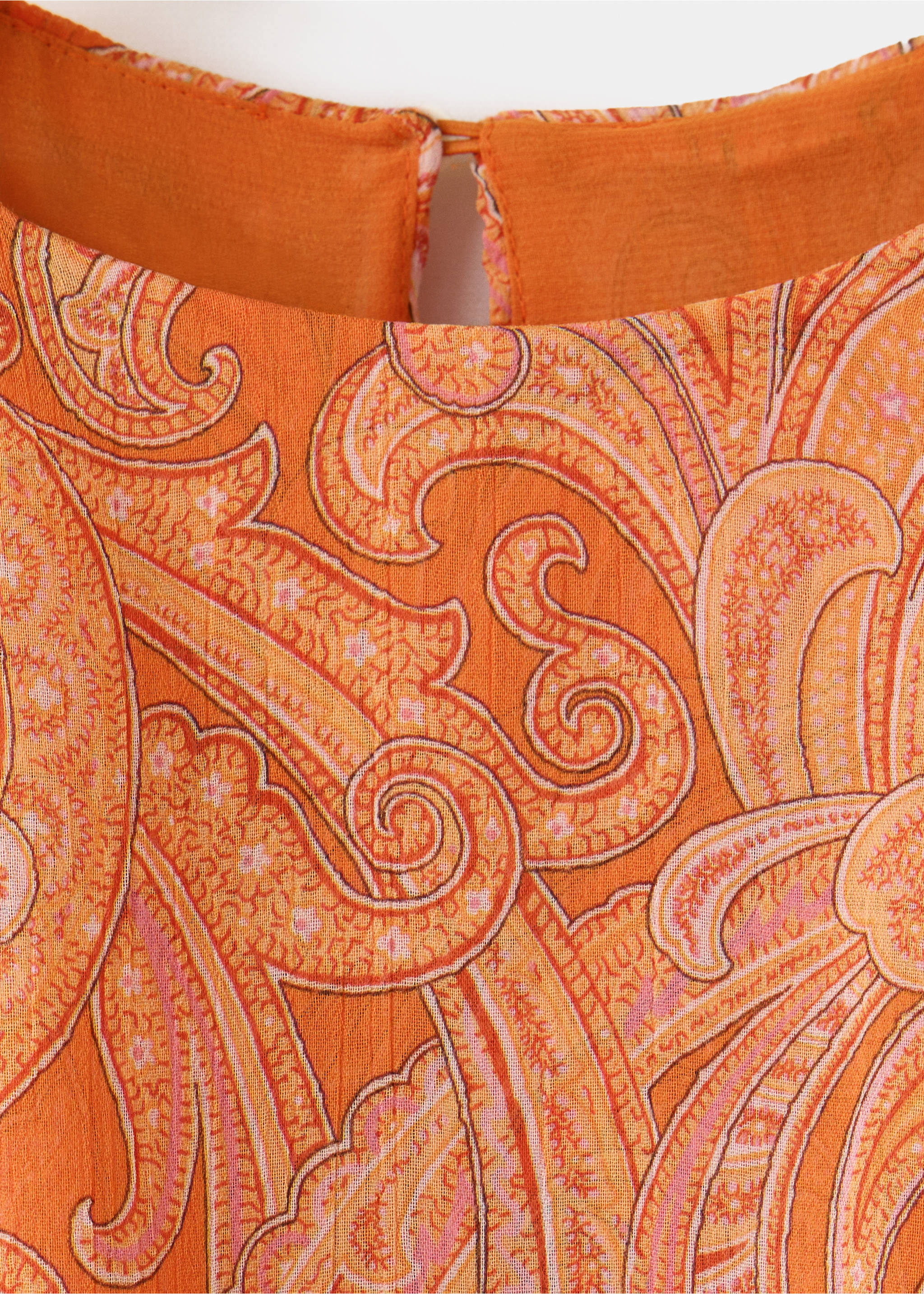 Paisley dress with ruffles - Details of the article 8, Orange. Ref: 37092009-00.