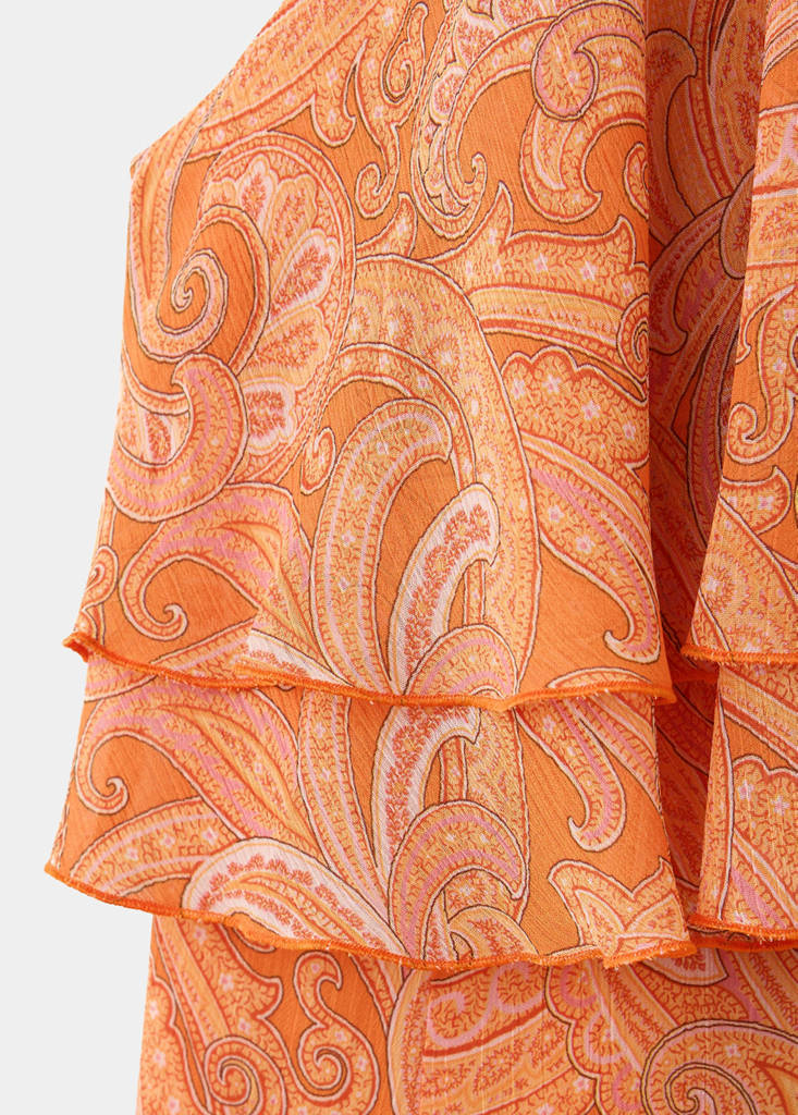 Paisley dress with ruffles — Orange